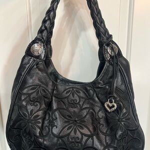Brighton Black Embossed Hobo Bag